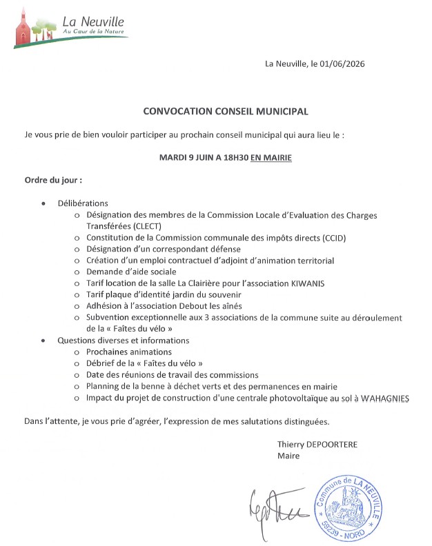 convocation conseil 09.06.2026